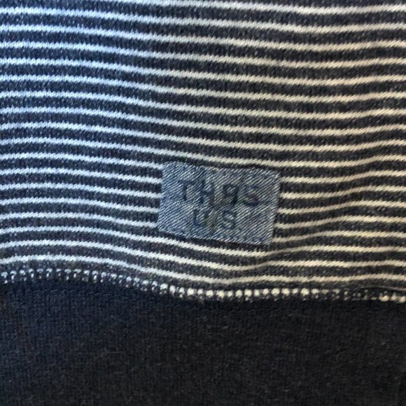 TOMMY HILFIGER Navy & White Stripe Logo French Terry Sweatshirt M - Picture 3 of 9